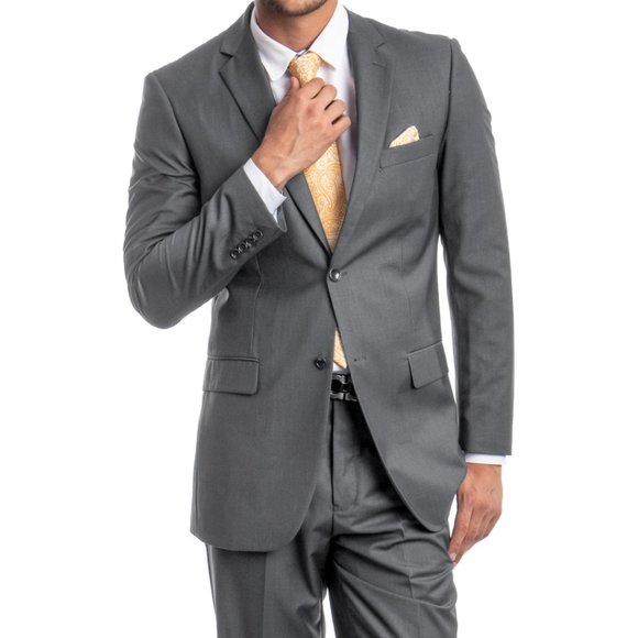 Mens 2pc Modern Fit Suit Notch Lapel, Gray - Picture 2 of 3